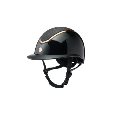 Image de Charles Owen Bombe Kylo Sparkly Wide Peak Black Gloss/Rose Gold 58 61cm