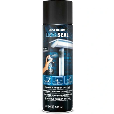 Afbeelding van Rust oleum leakseal flexibele rubber coating 500 ml, zwart, spuitbus
