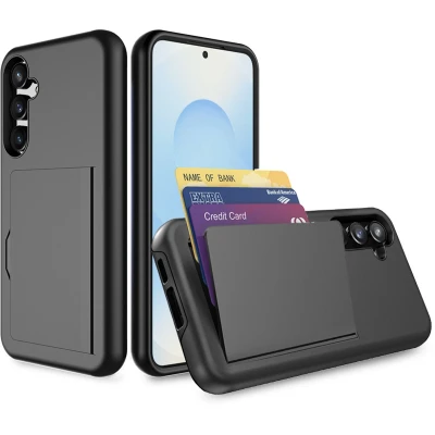 Afbeelding van Smartphonica Telefoonhoesje geschikt voor Samsung Galaxy S25 sterk TPU met pasjeshouder strong case with card slot Zwart