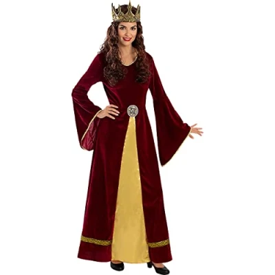 Afbeelding van Funidelia Lady Guinever kostuum voor dames, middeleeuwen, prinsessen, koningin volwassenen en accessoires Halloween, carnaval feesten. Maat L Granaat