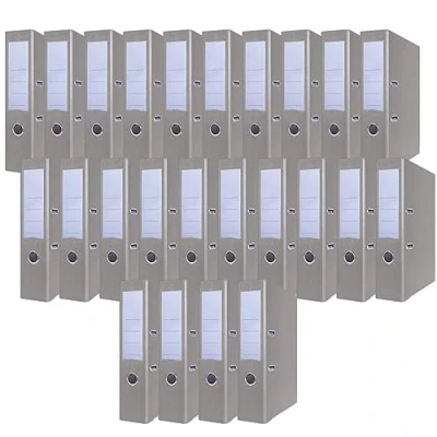 Afbeelding van OFFICER PRODUCTS 24 stuks mappen A4/75 mm grijs / karton PP kunststof kantoormap kartonnen map randbescherming