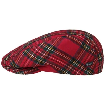 Afbeelding van Lipodo Tartan pet voor dames en heren, gemaakt in Italië, gastroche de winter met vizier, voering lente zomer, Rood
