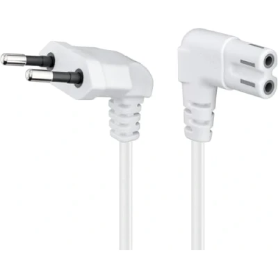 Image de goobay Câble d&#039;alimentation Europlug incliné pour power IEC 60320 C7 250 V 2.5 A 5 m blanc