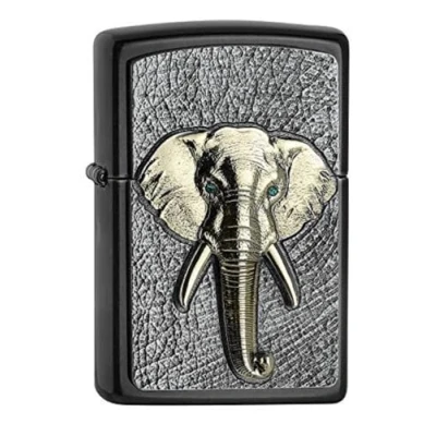 Afbeelding van ZIPPO 2006551 Stormaansteker olifant, embleem bevestigd/aanbeden met Swarovski® Crystal, Gray Dusk, navulbaar, in hoogwaardige geschenkdoos, originele zakmaat
