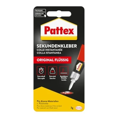 Afbeelding van Pattex vloeibare secondelijm, 3 g vaatwasserbestendige superlijm voor vele onmiddellijke reparaties, kleurloze lijm die snel droogt
