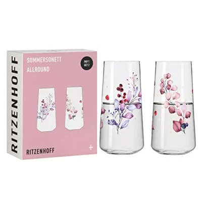 Afbeelding van RITZENHOFF Sommersonett 6241001 universele bessenglazen, gemaakt in Duitsland, roze, rood, paars, 2 stuks