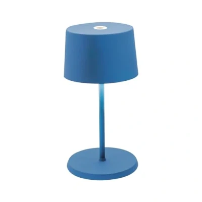 Afbeelding van Zafferano, Olivia Mini tafellamp, draagbaar, oplaadbaar, met touch bediening, geschikt voor woonkamer en buiten, dimmer 2200 3000 K, hoogte 22 cm, kleur capriblauw