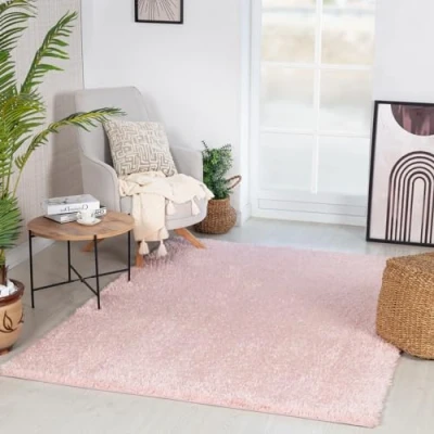 Afbeelding van SURYA Vloerkleed Woonkamer, Slaapkamer Zacht Hoogpolig Shaggy Tapijt SOSO LichtRoze 160x213 cm