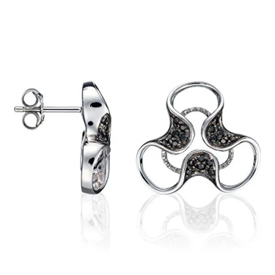 Afbeelding van Orphelia Oorbel Flower Black Zirconium Sterling Zilver 925