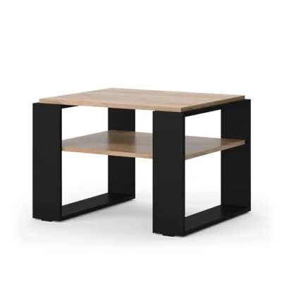 Afbeelding van Vicco Salontafel Helm, Krachtige eik goud/Zwart, 65.6 x 46.2 cm met plank