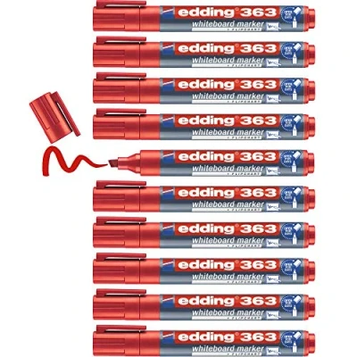 Afbeelding van Viltstift edding 363 whiteboard schuin 1 5mm rood