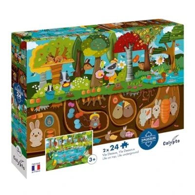 Afbeelding van Calypto Bosdieren 2x24 stukjes legpuzzel (24 onderdelen)