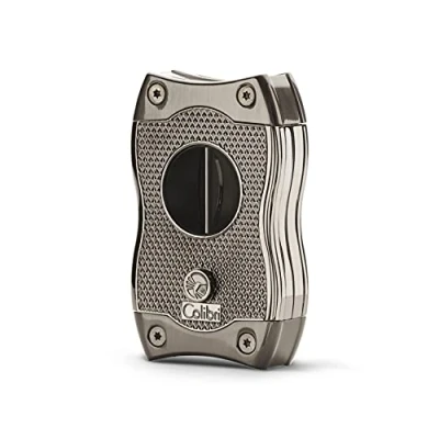 Afbeelding van Colibri® SV Cut Sigarenknipper Gunmetal Cigar Cutter Ergonomisch Ontwerp met Veerbelaste Ontgrendeling Geschikt voor 68 Ringmaat Diepe 7mm V Snede &amp; 3mm Rechte Hoogwaardige Sigarenaccessoires