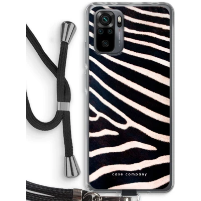 Afbeelding van Case Company® hoesje met Koord geschikt voor Xiaomi Redmi Note 10 Pro Zebra Telefoonhoesje Zwart Bescherming aan alle Kanten en Over de Schermrand