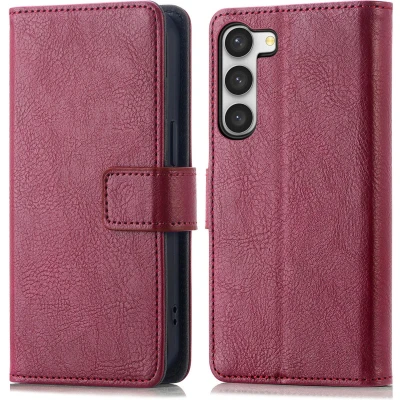 Afbeelding van iMoshion Hoesje Geschikt voor Samsung Galaxy S23 Met Pasjeshouder Luxe Bookcase donkerrood