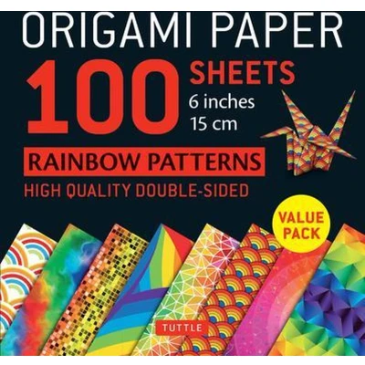 Afbeelding van Origami Paper Rainbow Patterns 6 Size 96 Sheets
