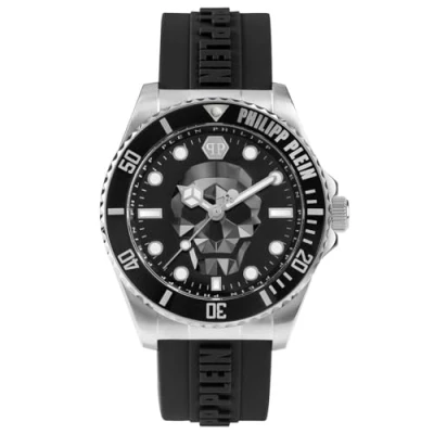 Afbeelding van Philipp Plein The $Kull Diver PWOAA0122 Horloge Siliconen Zwart Ø 44 mm