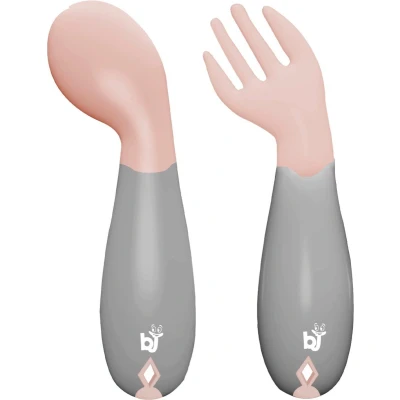 Afbeelding van Babyjem Lepel &amp; Vork Angled Roze