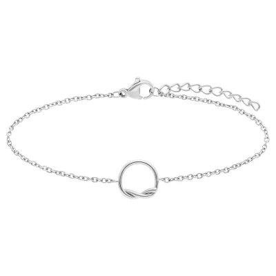 Afbeelding van Lucardi Dames Stalen Armband met cirkel Staal Zilverkleurig 20 cm