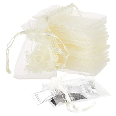 Afbeelding van NBEADS 100 stuks organzazakjes voor bruiloft, feest, sieraden, 7 x 5 cm