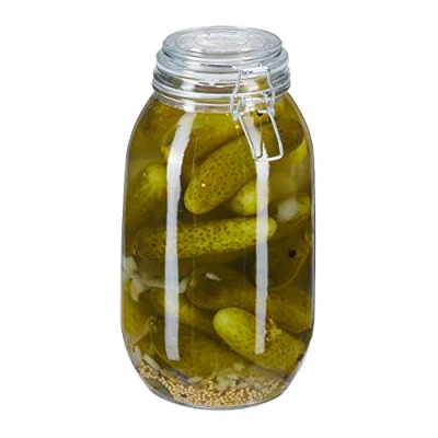 Afbeelding van Relaxdays weckpot 3 liter groot glazen voorraadpot inmaakpot beugelsluiting glas