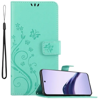 Afbeelding van Cadorabo Hoesje geschikt voor Realme 13 Pro 5G in BLOEMEN TURKOOIS Beschermhoes bloemmotief met magnetische sluiting, standfunctie en kaartsleuven Book Case Cover Etui