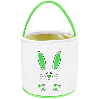 Afbeelding van Leesgel Paasmand voor kinderen, manden, paasgeschenken, decoratie, leeg, emmerbox meisjes, jongens, jachtspellen, paaseieren, handwerk, groen