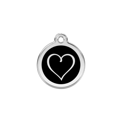 Afbeelding van Tribal Heart Black roestvrijstalen hondenpenning small/klein dia. 2 cm RedDingo