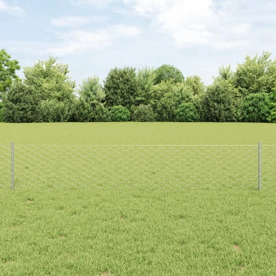 Afbeelding van vidaXL Hekpalen 11 st U Channel 40 cm Gegalvaniseerd Staal, Hexagonaal Hek 0.4x25 m Staal