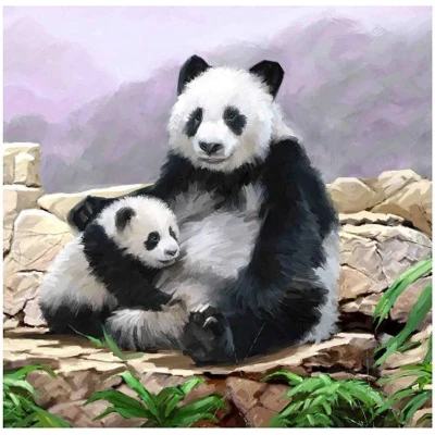 Afbeelding van Craft Buddy Crystal Art Kaart Pandaberen 18x18 cm