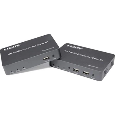 Afbeelding van PremiumCord 4K HDMI extender met USB naar 150 m over IP, metalen behuizing, compatibel 2160p, Full HD 1080p, 3D, Dolby True HD, geen vertraging