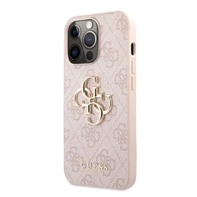 Afbeelding van iPhone 13 Pro Max Backcase hoesje Guess Effen Roze Kunstleer