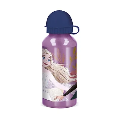 Afbeelding van p:os 35439 Frozen 2 aluminium drinkfles voor kinderen met deksel en inhoud ca. 400 ml, lekvrij, ideaal school, sport vrije tijd