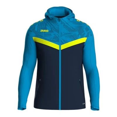 Afbeelding van Jako Iconic Jas Met Kap Kinderen Marine / Blauw Fluogeel Maat: 152