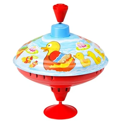 Afbeelding van LENA zoemen kleine eenden Ø 16 cm van metaal, klassieke plaatpomp met motief, tol houder, voor kinderen vanaf 18 maanden, 52266