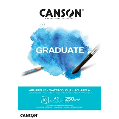 Afbeelding van Aquarelblok Canson Graduate A3 250gr 20vel
