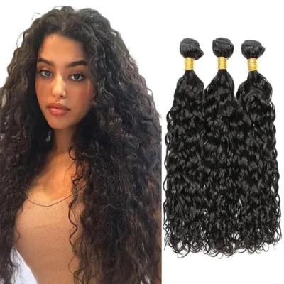 Afbeelding van Tuheerst Echt Menselijk Haar Braziliaanse Virgin Weven Bundels Water Wave 3 Human Hair Double Weft 100% Remy 32 Inch