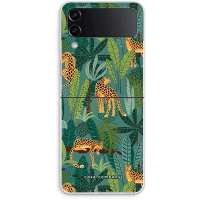 Afbeelding van Case Company® hoesje geschikt voor Samsung Galaxy Z Flip4 Luipaard 2 Soft Cover Telefoonhoesje Bescherming aan alle Kanten en Schermrand