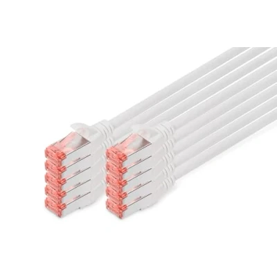 Afbeelding van DIGITUS Cat 6 LAN kabel 2 m netwerkkabel RJ45 afscherming S/FTP compatibel met 6A &amp; 7, grijs, 10 stuks