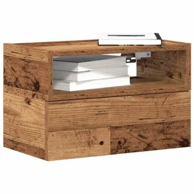 Image de vidaXL Table de chevet murale vieux bois 45x26x28,5 cm858610