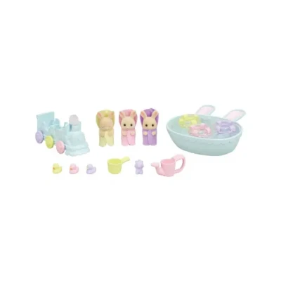 Afbeelding van Sylvanian Families 5707 Drieling Baby Crème Konijn Badspeelset Speelset