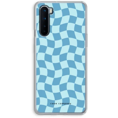 Afbeelding van Case Company® hoesje geschikt voor OnePlus Nord Grid Blauw Soft Cover Telefoonhoesje Bescherming aan alle Kanten en Schermrand