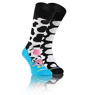Afbeelding van Sesto Senso Kleurrijke Hoge Sokken Grappige Katoen Dames Heren Funny Socks, Koe, 39 42 EU