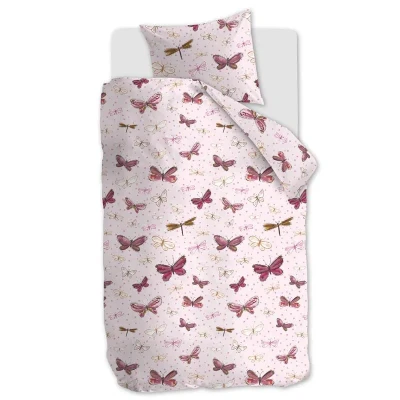 Afbeelding van Beddinghouse Kids Butterfly Away dekbedovertrek Eenpersoons 100x135 Roze