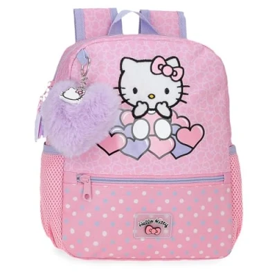 Afbeelding van Hello Kitty Hearts &amp; Dots schoolrugzak, Roze, 23 x 28 10 cm, polyester, 6,44 l, schoolrugzak