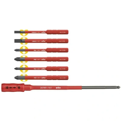 Afbeelding van Wiha VDE Plat, Kruiskop Phillips, Pozidriv Schroevendraaierset 4 mm, 5.5 mm PH 1, 2, PZ 2 6 Geschikt voor Torque