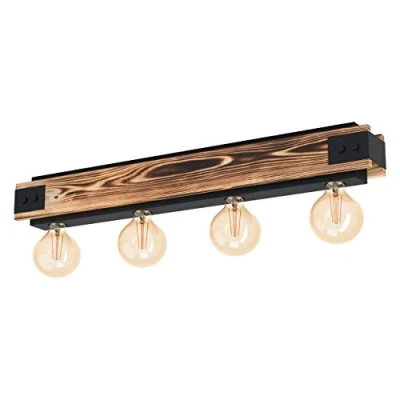 Afbeelding van EGLO Layham Plafondlamp E27 76 cm Hout/Staal Bruin/Zwart