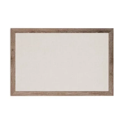 Afbeelding van U Brands Prikbord van kurk, linnen, 58,4 x 88,9 cm, rustieke houten lijst (4891U00 01)