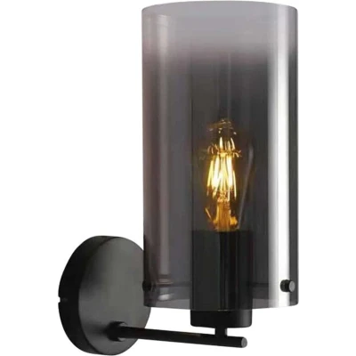Afbeelding van Freelight Wandlamp Ventotto Zwart &amp; Smoke Glas 33cm