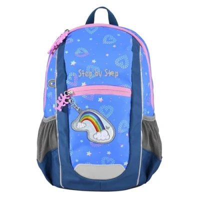 Afbeelding van KIGA Maxi Rugzakset met apart binnenvak, ergonomische mini rugzak in hoogte verstelbare borstriem, voor kleuterschool, kleuterschool en vrije tijd, vanaf 3 jaar, 10 liter, Rainbow Lui